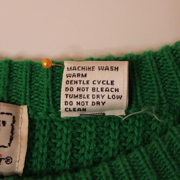 VTG 90's Kelly Green Chunky Knit Crew Neck Women's Sweater Carriage Court sz L - Picture 7 of 7